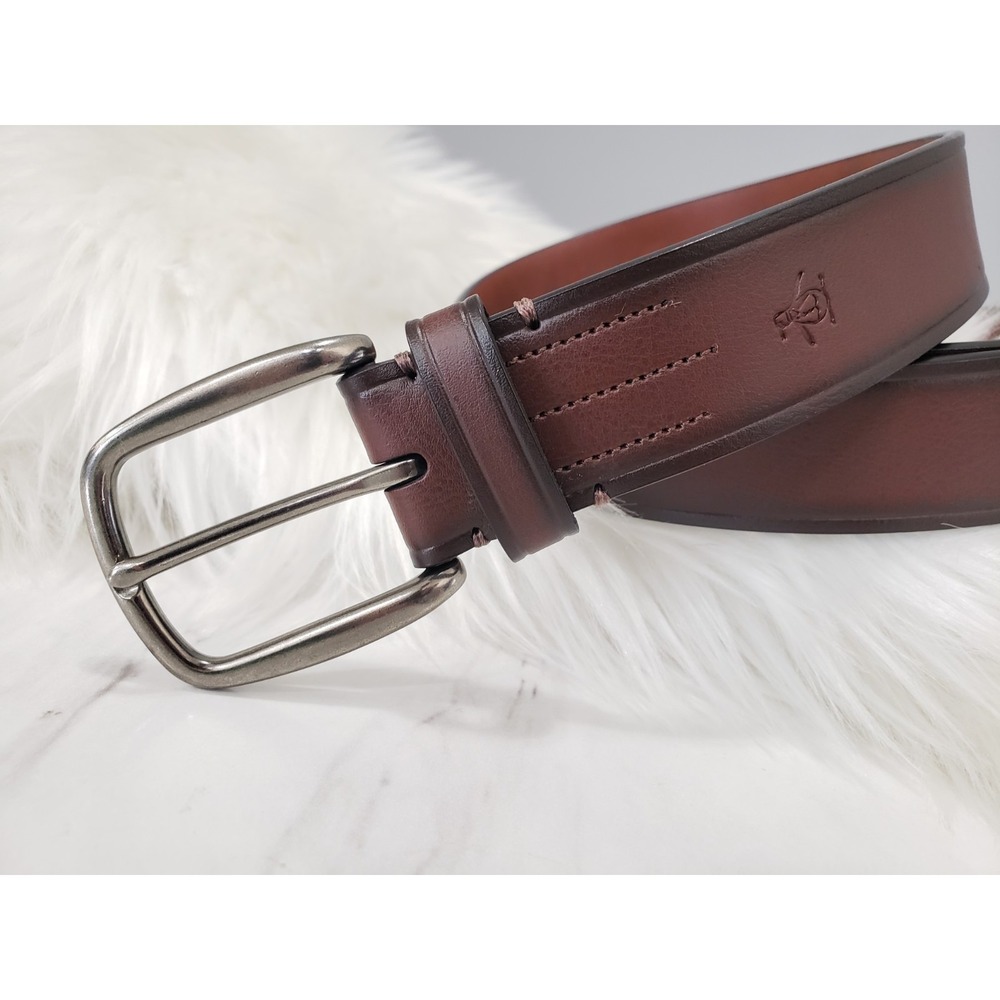 Penguin by Munsingwear DARK BROWN GENUINE LEATHER BELT SIZE 38 DRESS OLD MONEY